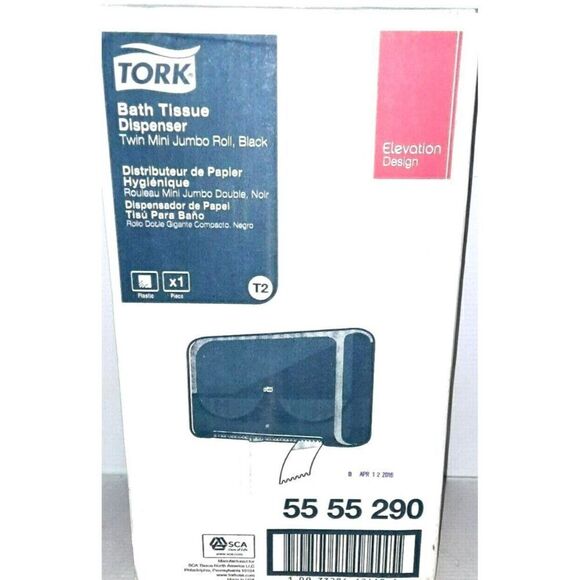 Tork Twin Mini Jumbo Bath Tissue Roll Toilet Paper Dispenser Black 5555290 - Picture 3 of 11